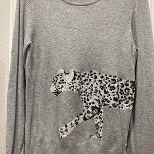 Gray Sweater with Leopard in glitter. See pictures for both sides of leopard.